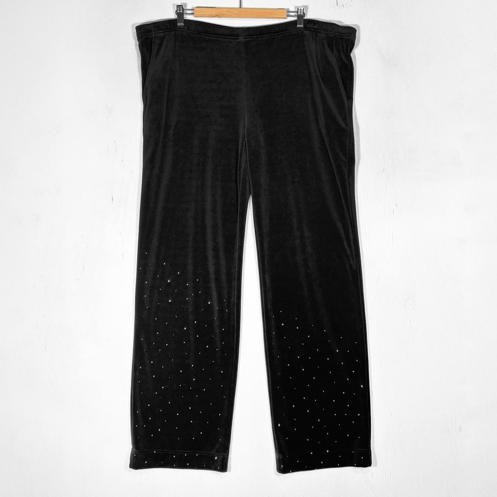 VTG 90s NEW St John‎ Sport Marie Gray Velour Rhinestone Track Pants Womens XL